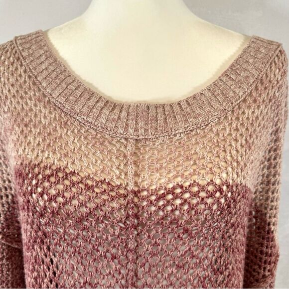 Maurice’s pink and purple color block loose knit open stitch sweater size 3X - Picture 3 of 6